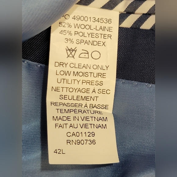 Original Penguin By Munsingwear Navy Birdseye Stretch Suit Jacket Mens 42L - Picture 6 of 16